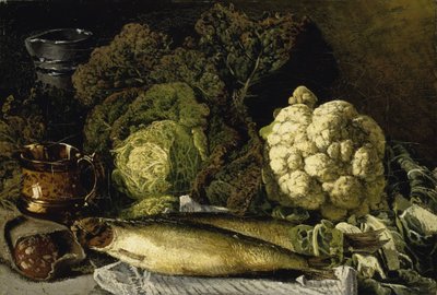 Still Life with Vegetables and Fish by Fanny Churberg